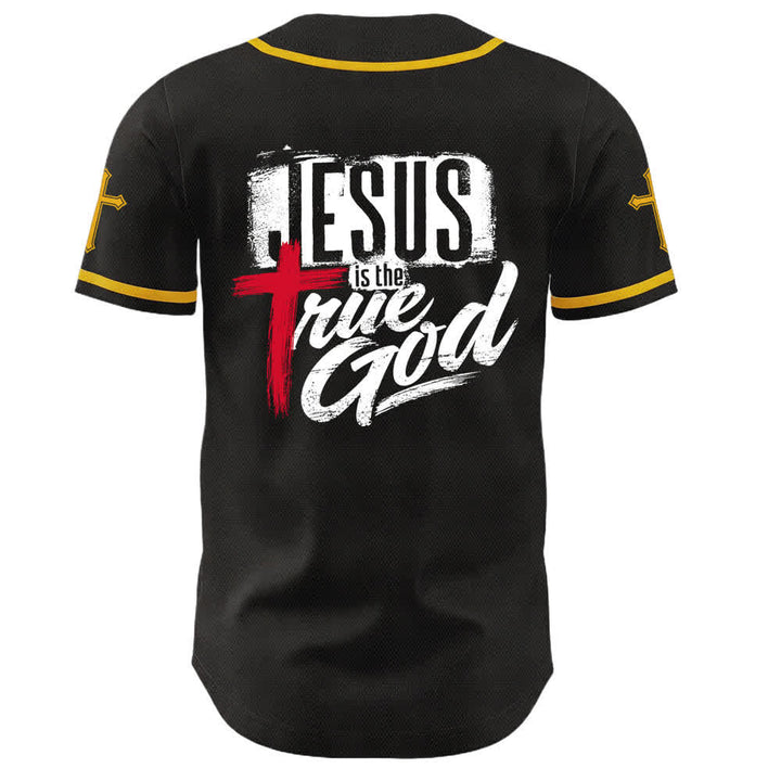 Christianartworkshop Jesus True God Rotes Kreuz Schwarzes Baseballtrikot - image 22