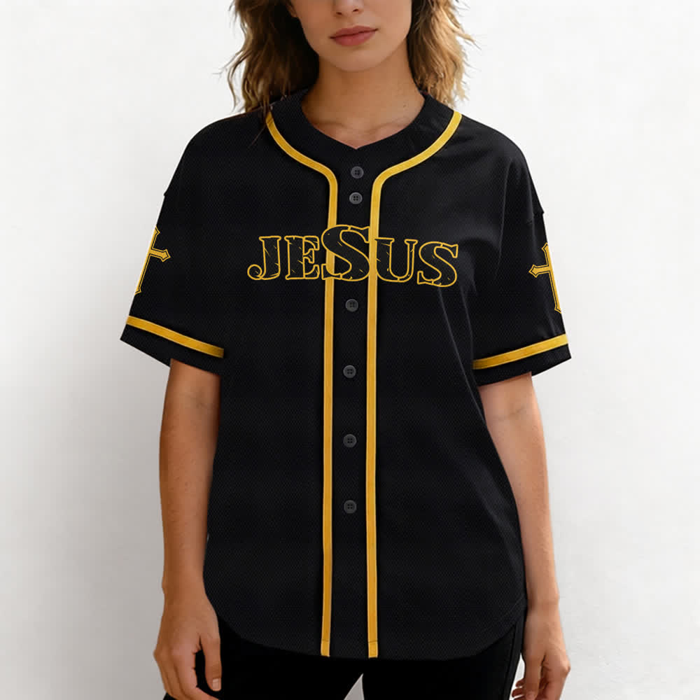 Christianartworkshop Jesus True God Rotes Kreuz Schwarzes Baseballtrikot - image 25