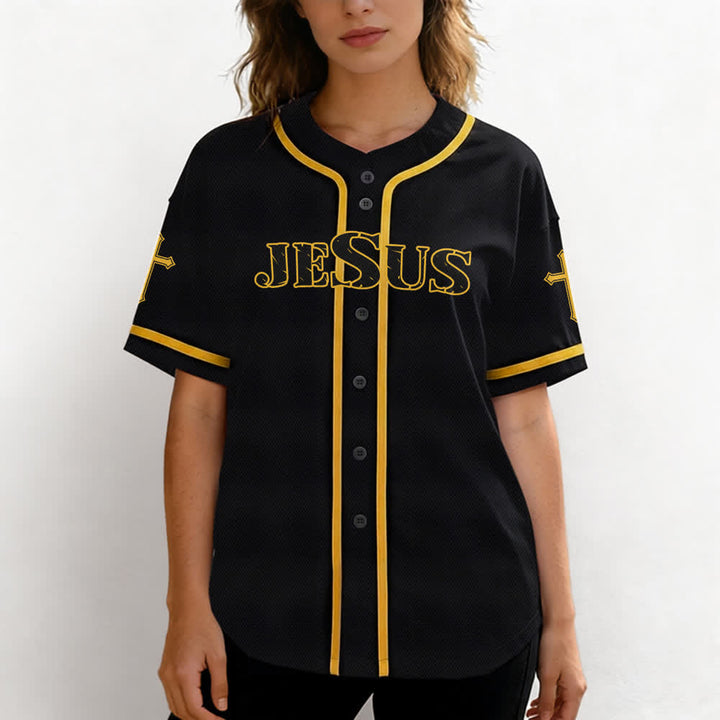 Christianartworkshop Jesus True God Rotes Kreuz Schwarzes Baseballtrikot - image 25