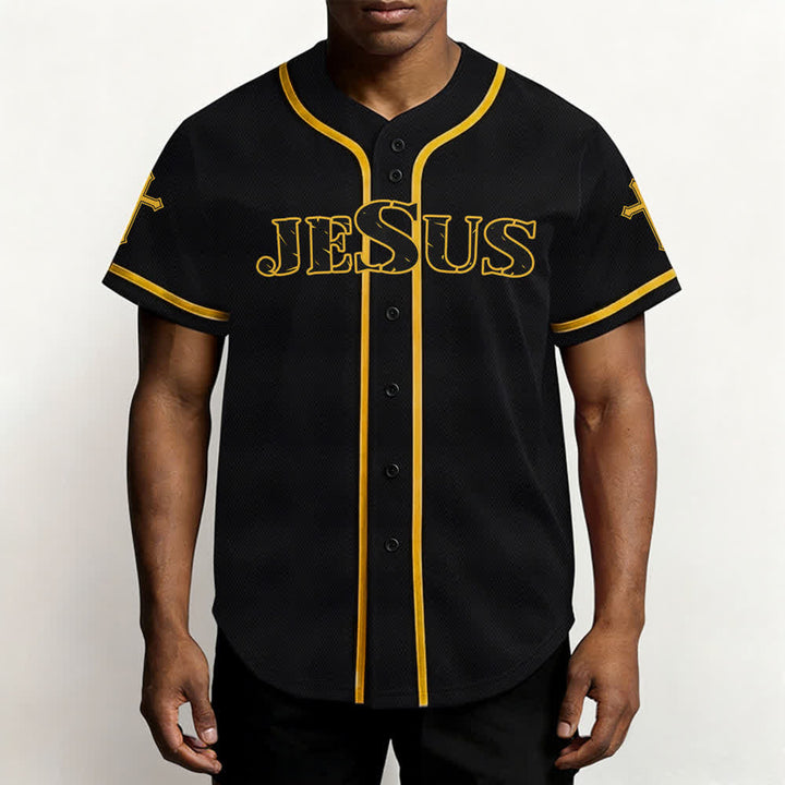 Christianartworkshop Jesus True God Rotes Kreuz Schwarzes Baseballtrikot - image 27