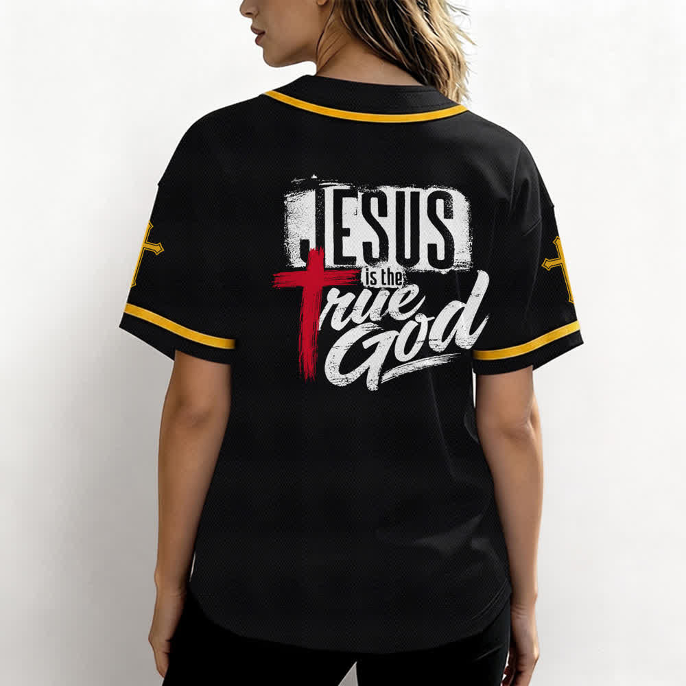 Christianartworkshop Jesus True God Rotes Kreuz Schwarzes Baseballtrikot - image 24