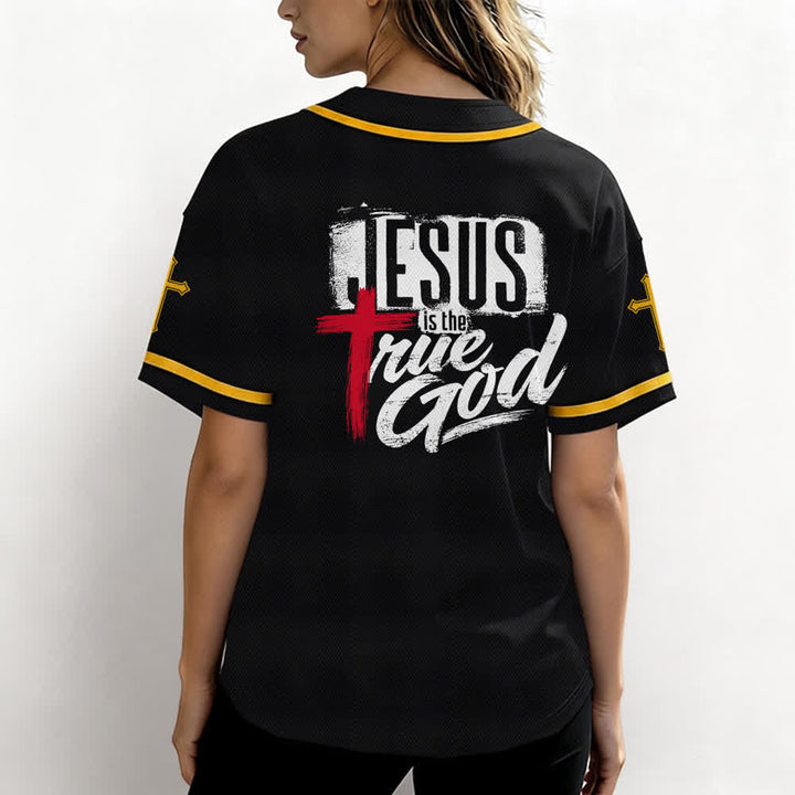 Christianartworkshop Jesus True God Rotes Kreuz Schwarzes Baseballtrikot - image 24