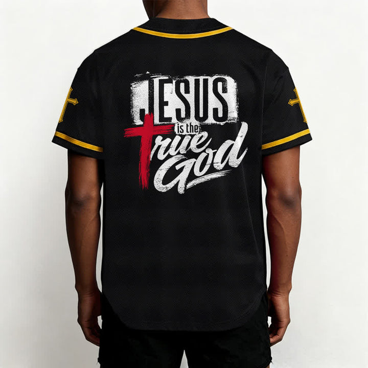 Christianartworkshop Jesus True God Rotes Kreuz Schwarzes Baseballtrikot - image 26