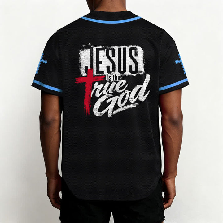 Christianartworkshop Jesus True God Rotes Kreuz Schwarzes Baseballtrikot - image 33
