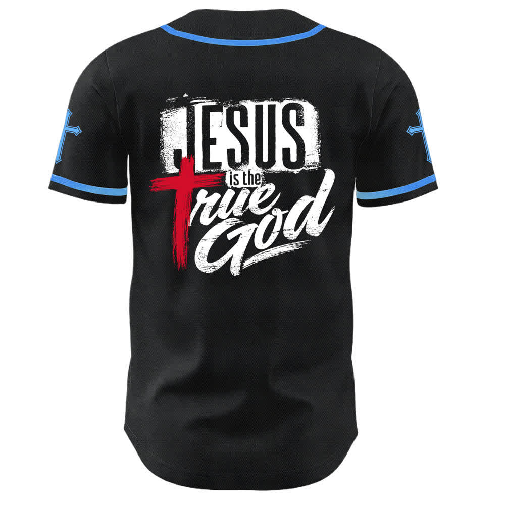 Christianartworkshop Jesus True God Rotes Kreuz Schwarzes Baseballtrikot - image 29