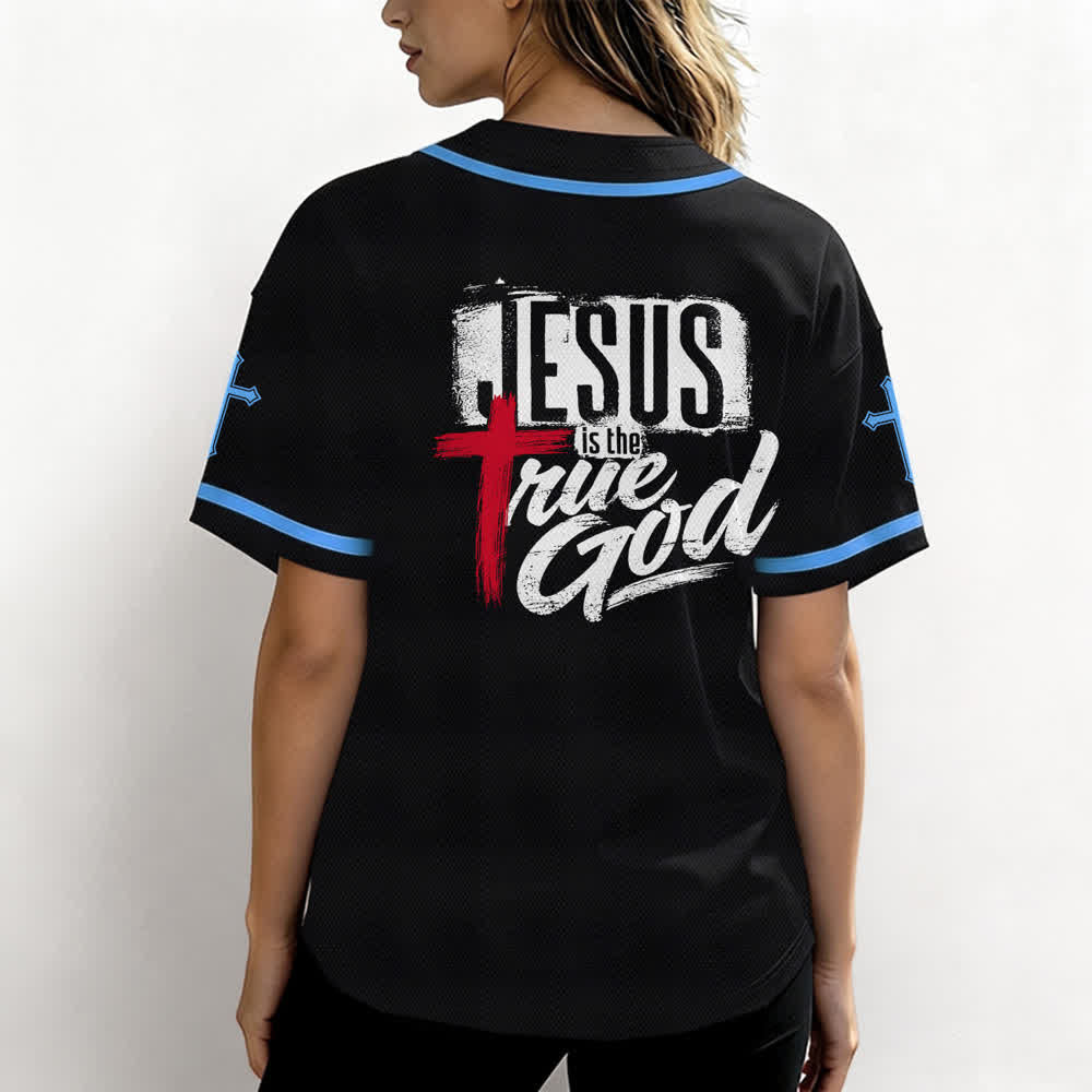 Christianartworkshop Jesus True God Rotes Kreuz Schwarzes Baseballtrikot - image 31