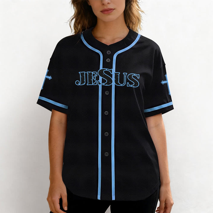 Christianartworkshop Jesus True God Rotes Kreuz Schwarzes Baseballtrikot - image 32