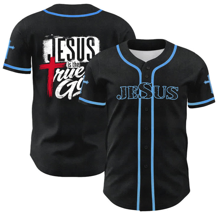 Christianartworkshop Jesus True God Rotes Kreuz Schwarzes Baseballtrikot - Himmelblau - 5XL - image 28