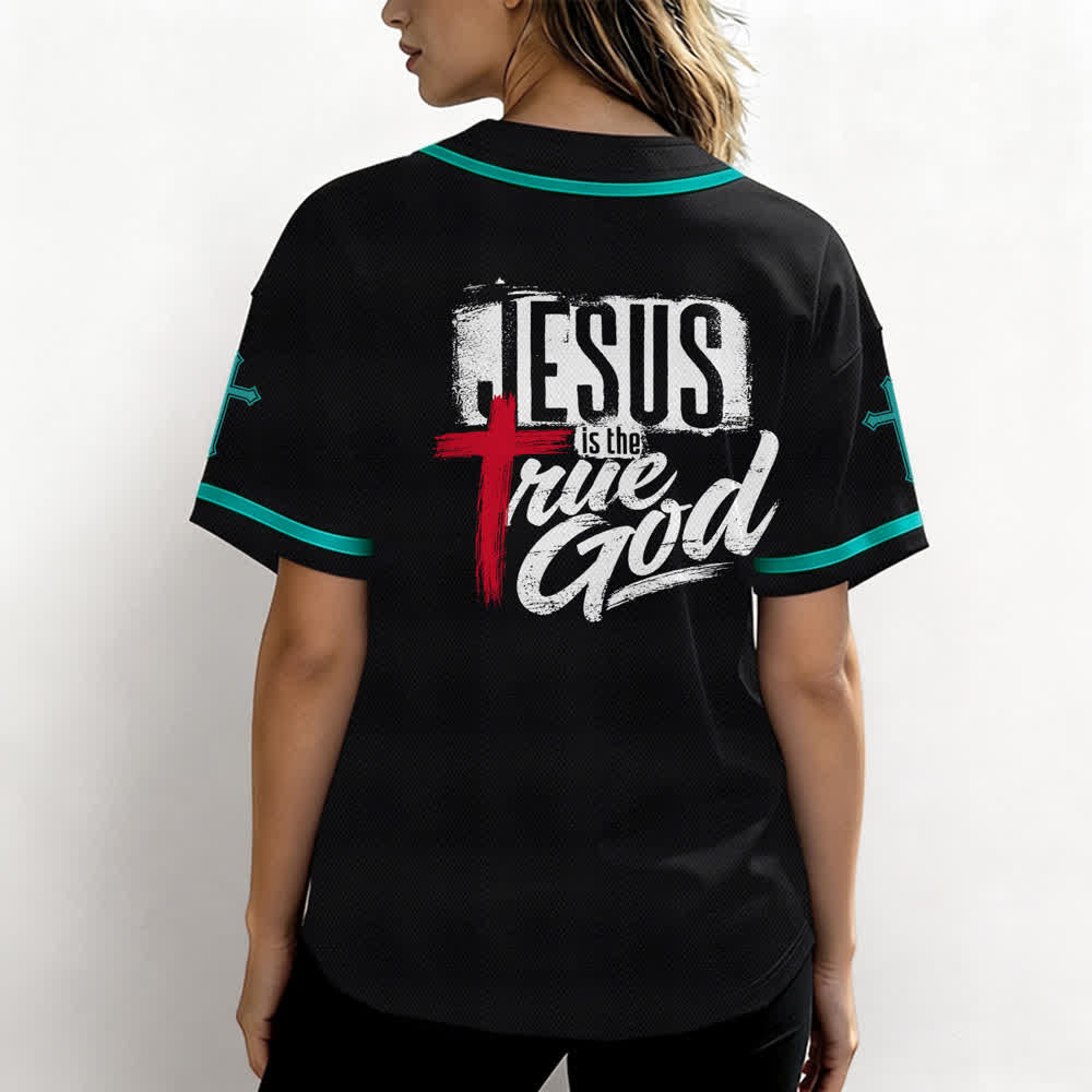 Christianartworkshop Jesus True God Rotes Kreuz Schwarzes Baseballtrikot - image 38