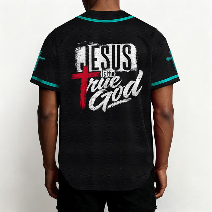 Christianartworkshop Jesus True God Rotes Kreuz Schwarzes Baseballtrikot - image 40