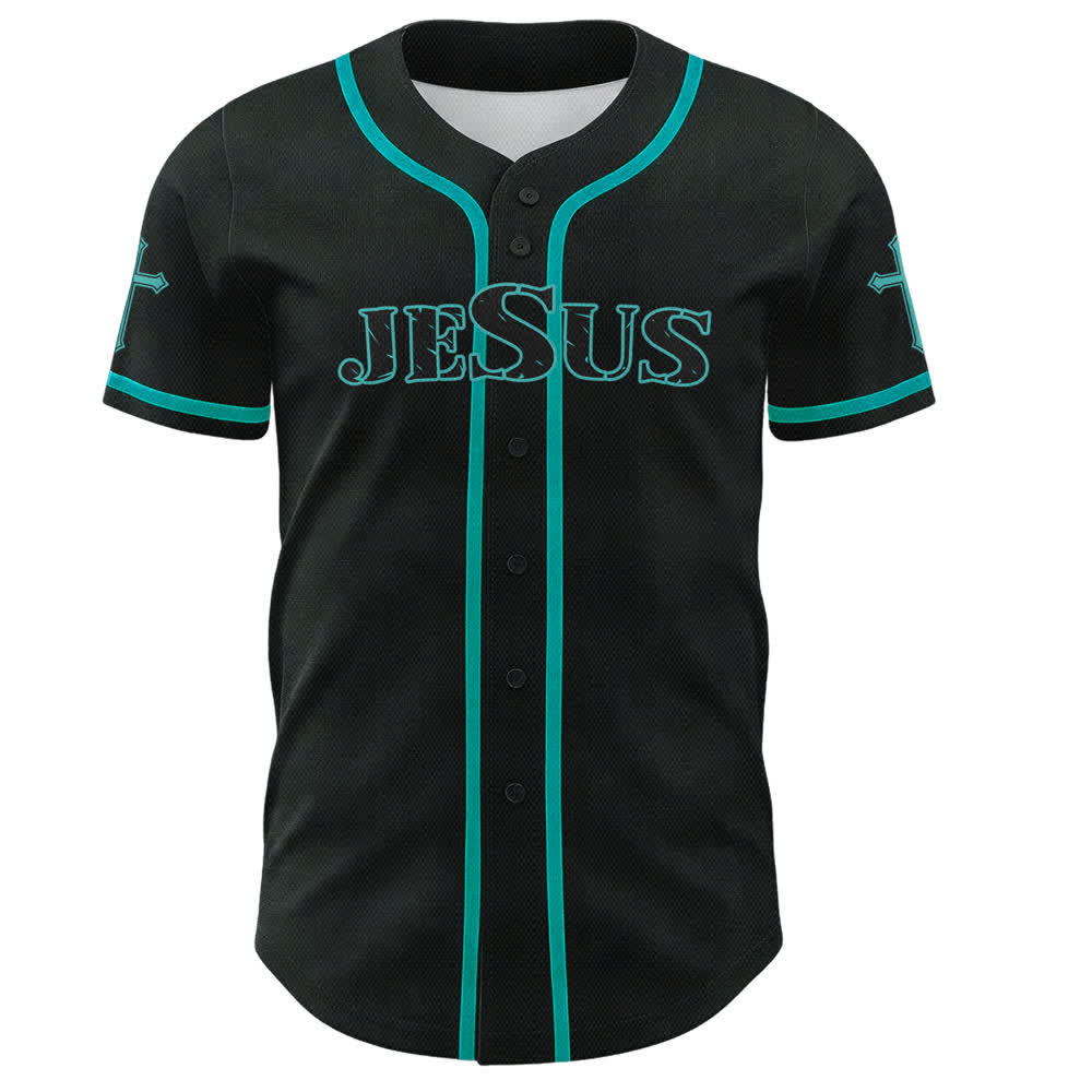 Christianartworkshop Jesus True God Rotes Kreuz Schwarzes Baseballtrikot - image 37