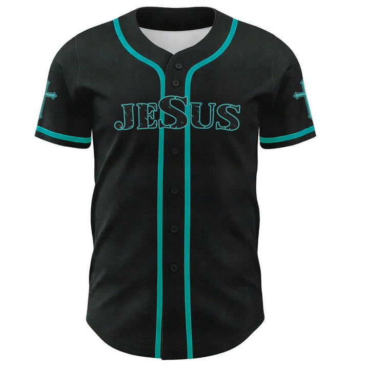 Christianartworkshop Jesus True God Rotes Kreuz Schwarzes Baseballtrikot - image 37