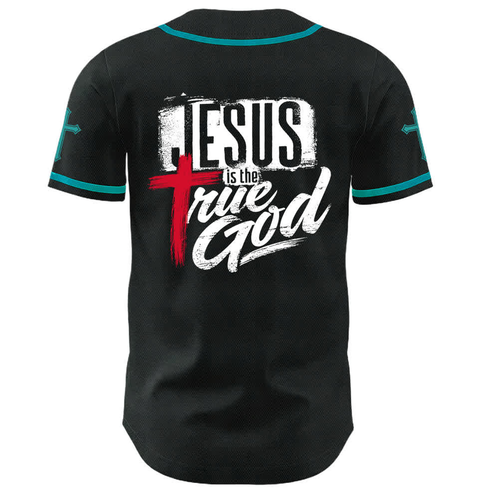 Christianartworkshop Jesus True God Rotes Kreuz Schwarzes Baseballtrikot - image 36