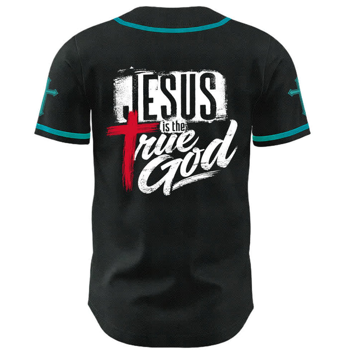Christianartworkshop Jesus True God Rotes Kreuz Schwarzes Baseballtrikot - image 36
