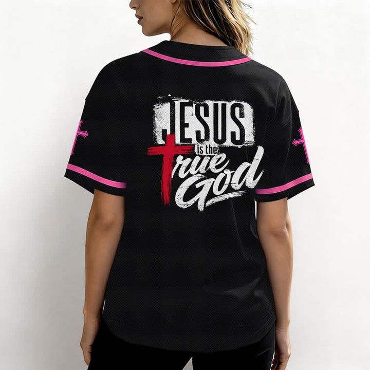 Christianartworkshop Jesus True God Rotes Kreuz Schwarzes Baseballtrikot - image 45