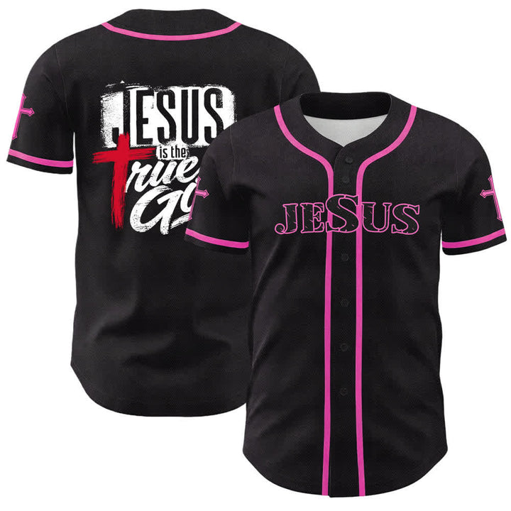 Christianartworkshop Jesus True God Rotes Kreuz Schwarzes Baseballtrikot - Rosa - 5XL - image 42