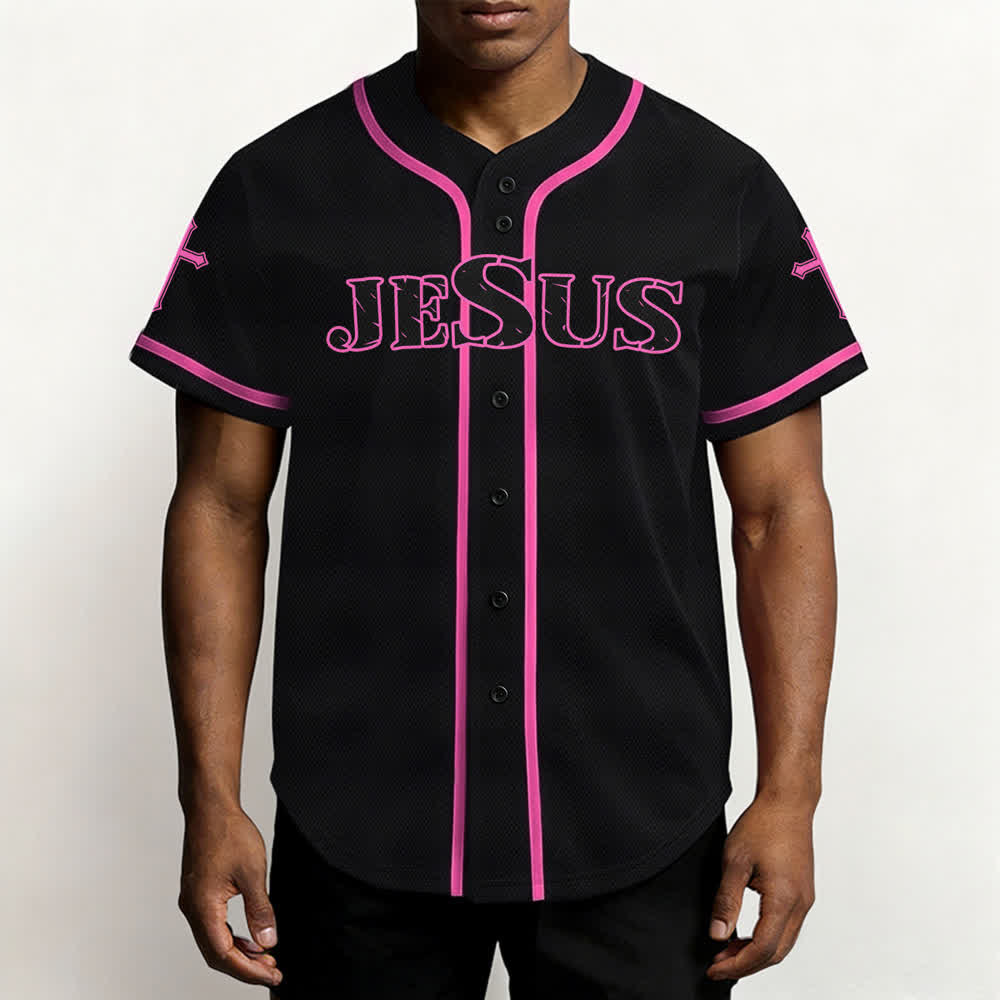 Christianartworkshop Jesus True God Rotes Kreuz Schwarzes Baseballtrikot - image 48