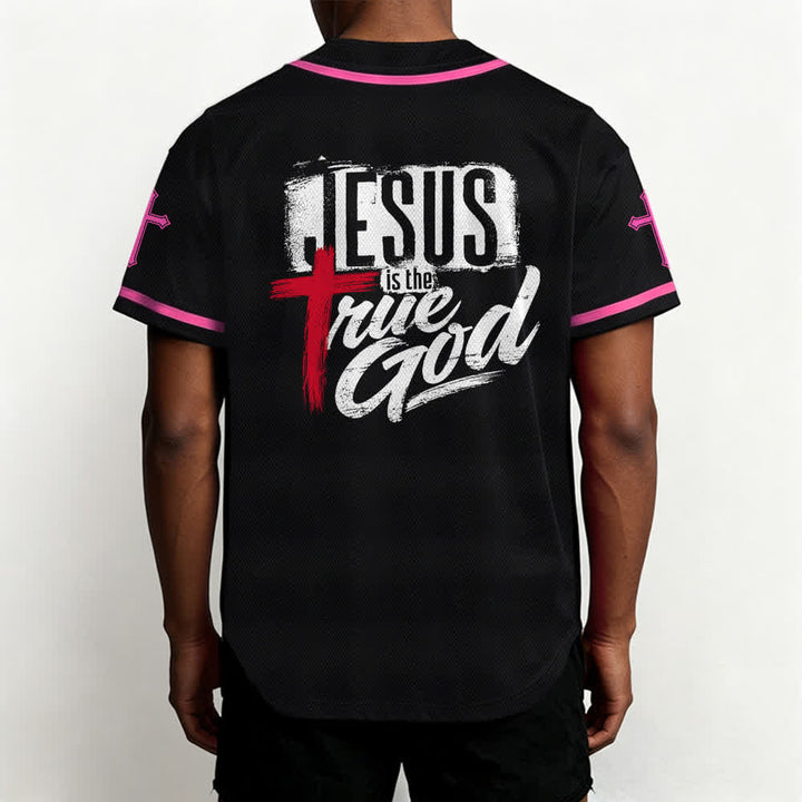 Christianartworkshop Jesus True God Rotes Kreuz Schwarzes Baseballtrikot - image 47