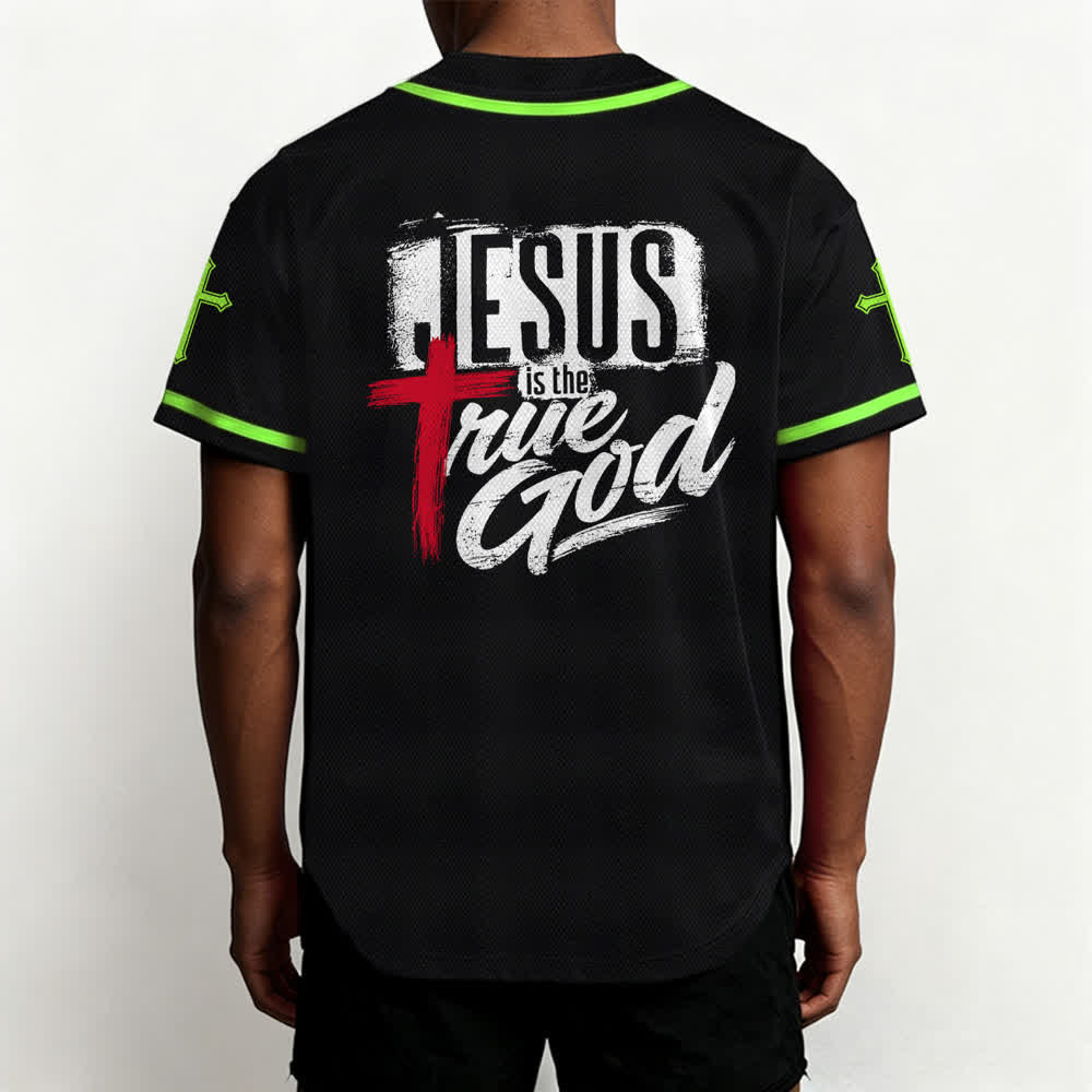 Christianartworkshop Jesus True God Rotes Kreuz Schwarzes Baseballtrikot - image 54