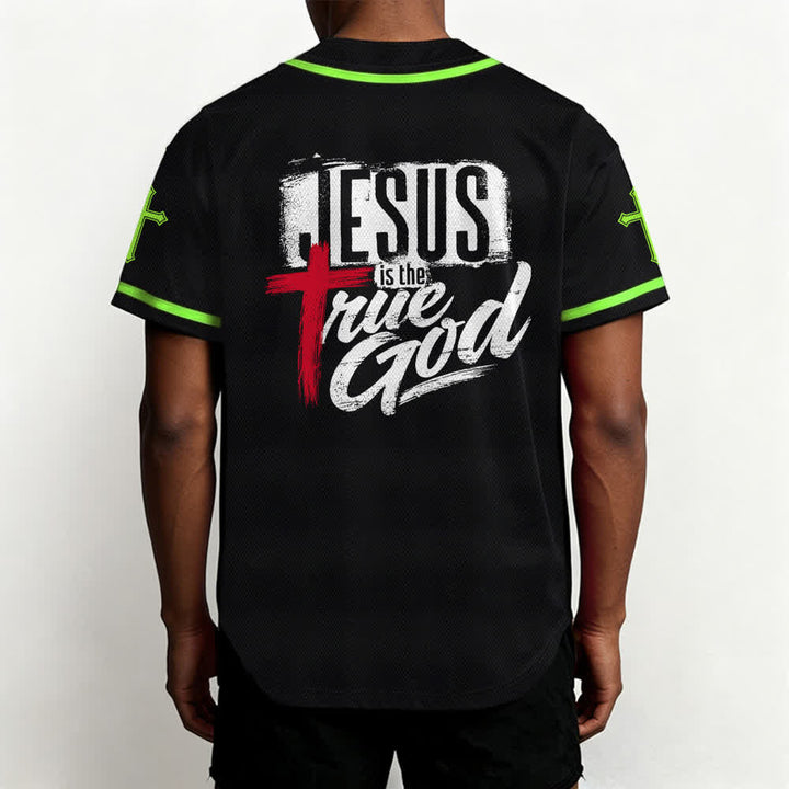 Christianartworkshop Jesus True God Rotes Kreuz Schwarzes Baseballtrikot - image 54