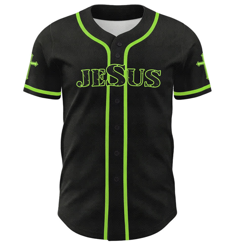 Christianartworkshop Jesus True God Rotes Kreuz Schwarzes Baseballtrikot - image 51