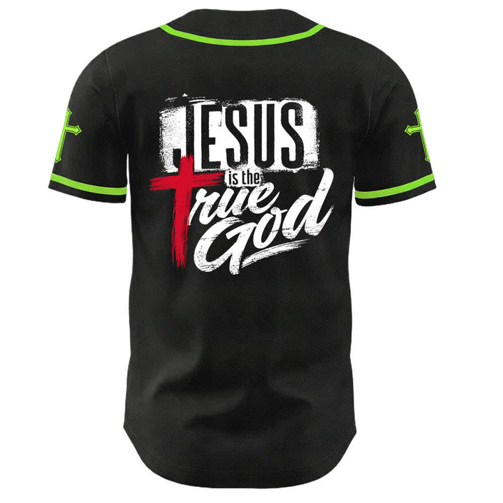 Christianartworkshop Jesus True God Rotes Kreuz Schwarzes Baseballtrikot - image 50