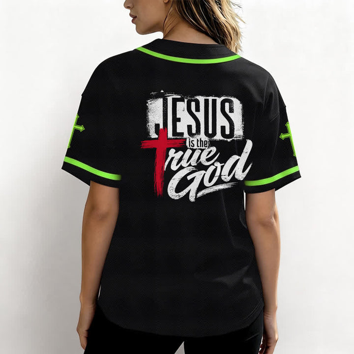 Christianartworkshop Jesus True God Rotes Kreuz Schwarzes Baseballtrikot - image 52