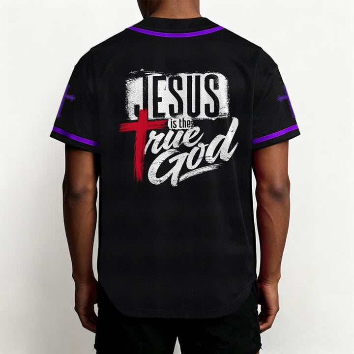 Christianartworkshop Jesus True God Rotes Kreuz Schwarzes Baseballtrikot - image 61