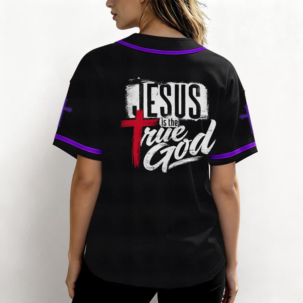 Christianartworkshop Jesus True God Rotes Kreuz Schwarzes Baseballtrikot - image 59