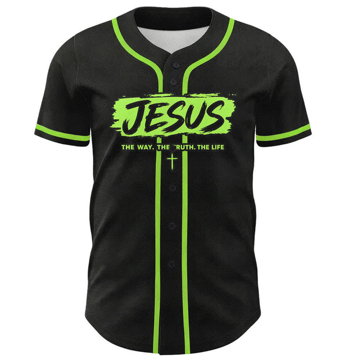 Christianartworkshop Jesus The Way Brush Print Schwarzes Baseballtrikot - image 58