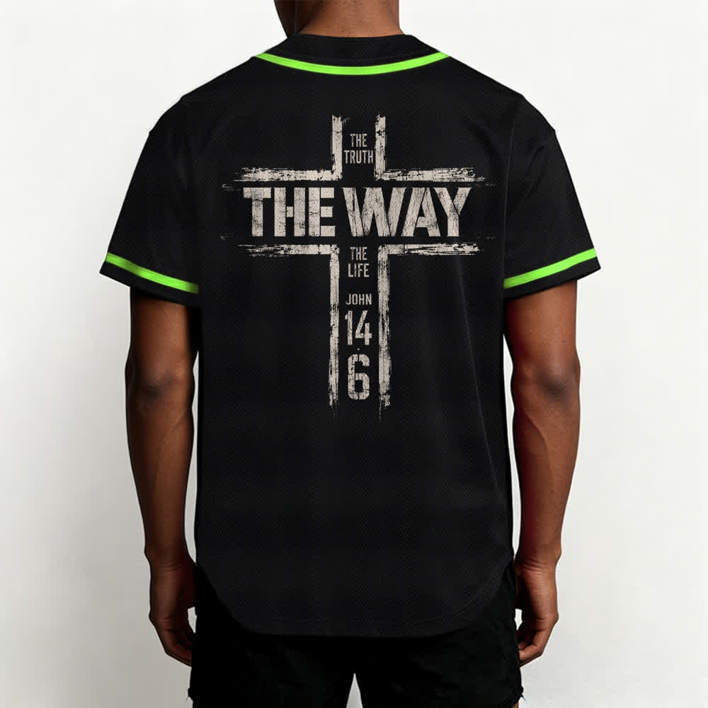 Christianartworkshop Jesus The Way Brush Print Schwarzes Baseballtrikot - image 61