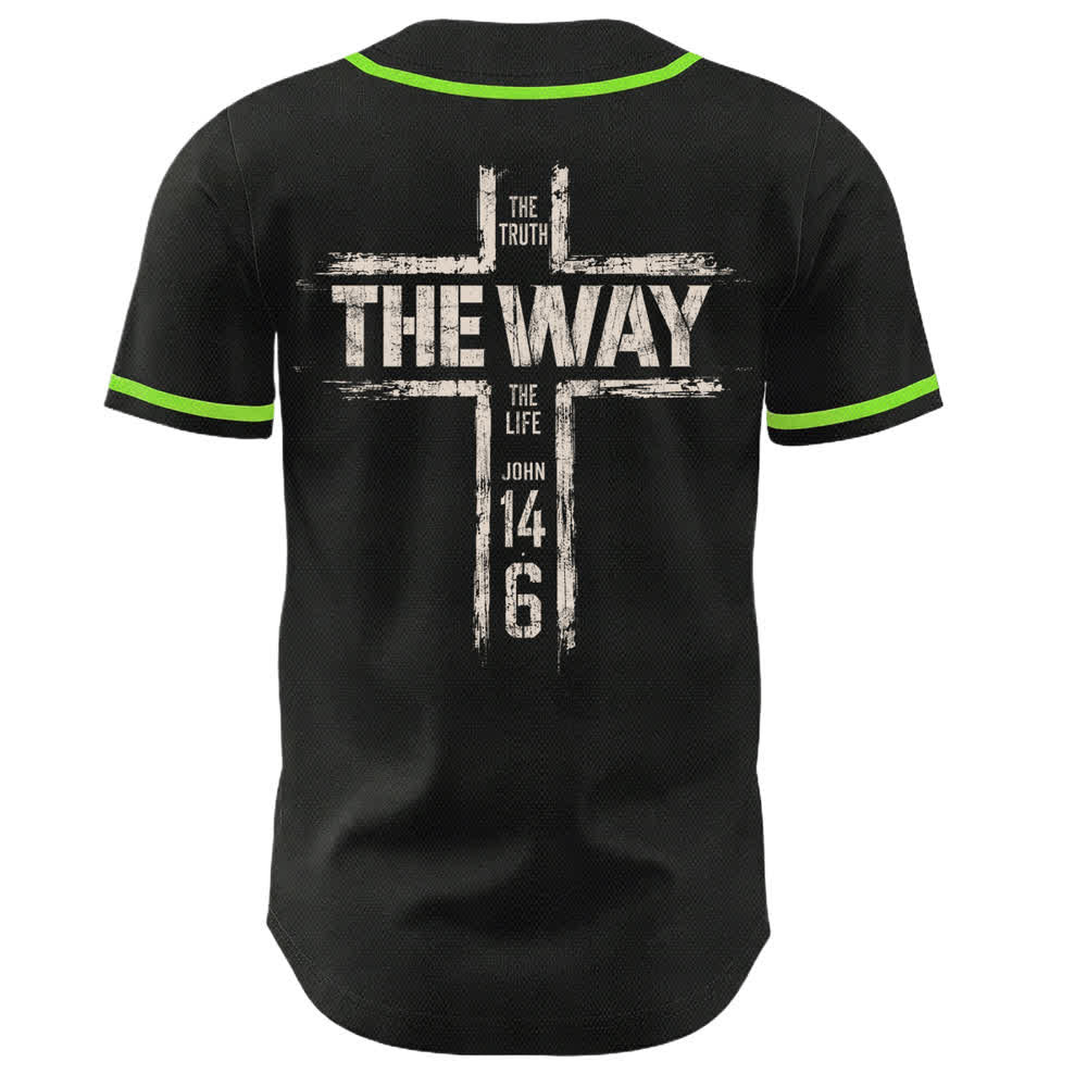Christianartworkshop Jesus The Way Brush Print Schwarzes Baseballtrikot - image 57