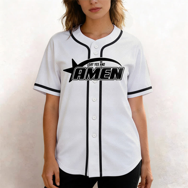 Christianartworkshop Amen Schwarz-Weißes Team-Baseballtrikot - image 4