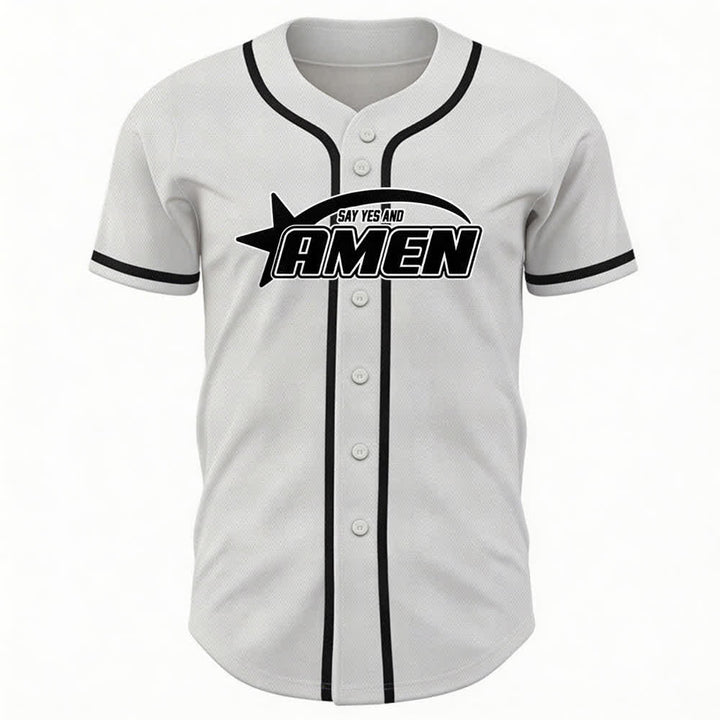 Christianartworkshop Amen Schwarz-Weißes Team-Baseballtrikot - image 2