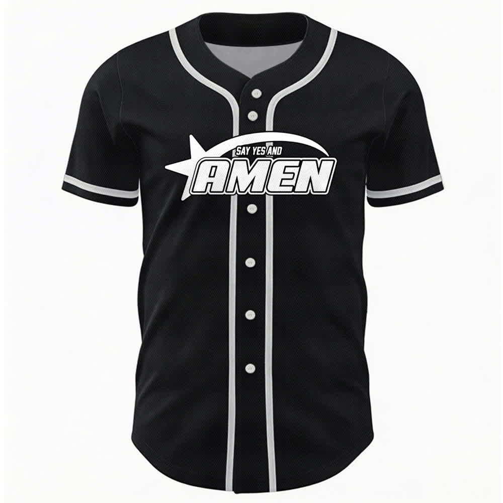 Christianartworkshop Amen Schwarz-Weißes Team-Baseballtrikot - image 9