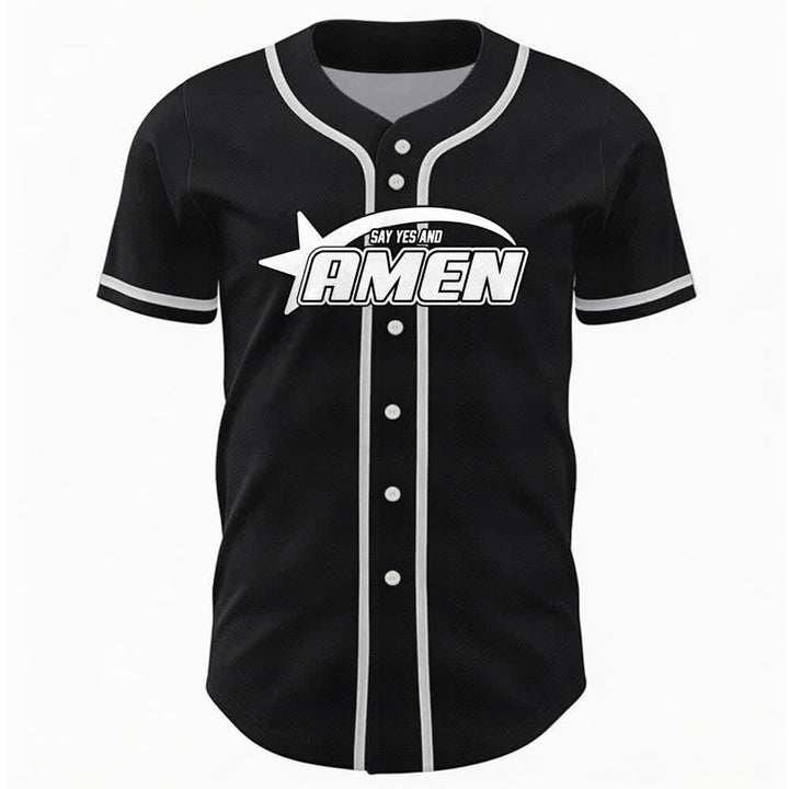Christianartworkshop Amen Schwarz-Weißes Team-Baseballtrikot - image 9