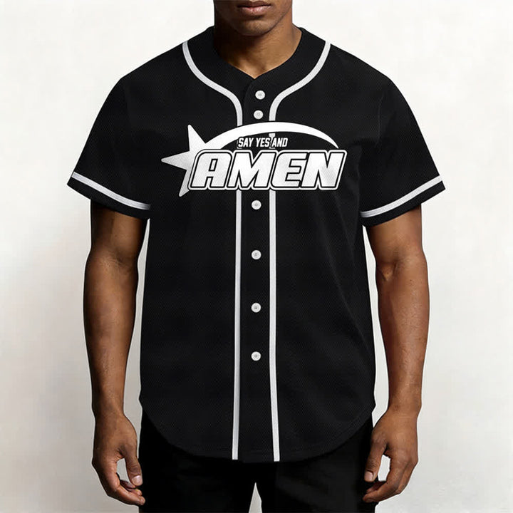 Christianartworkshop Amen Schwarz-Weißes Team-Baseballtrikot - image 13