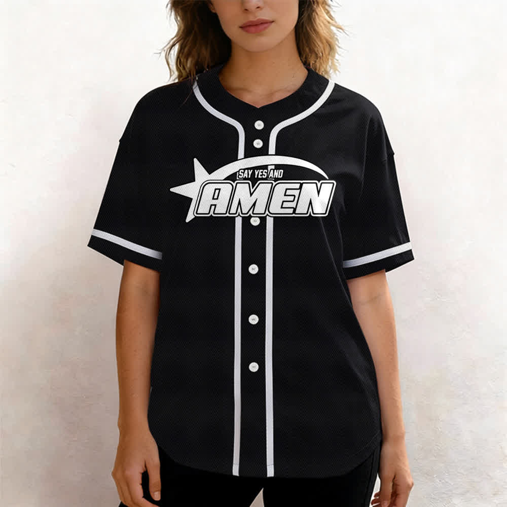 Christianartworkshop Amen Schwarz-Weißes Team-Baseballtrikot - image 11