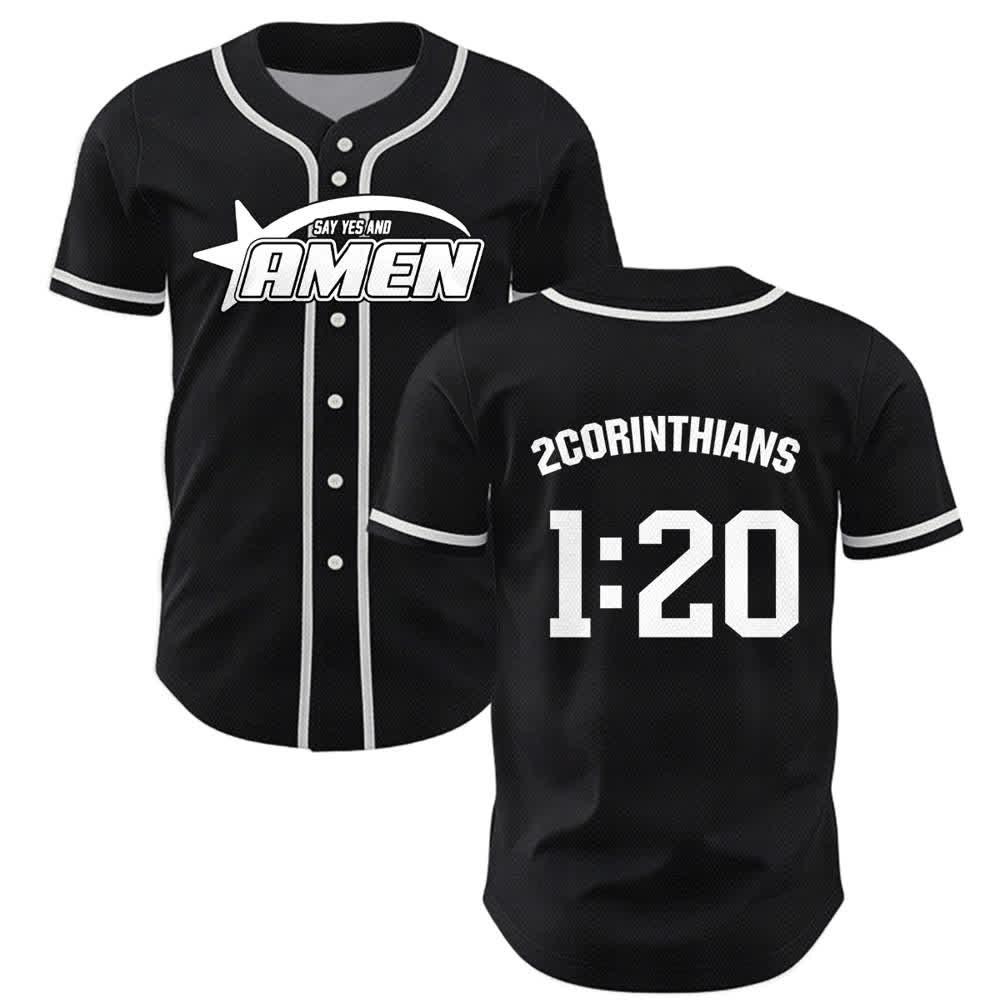 Christianartworkshop Amen Schwarz-Weißes Team-Baseballtrikot - Schwarz - 5XL - image 7