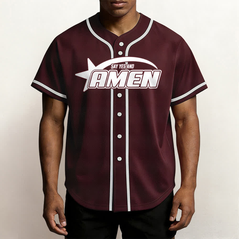 Christianartworkshop Amen Schwarz-Weißes Team-Baseballtrikot - image 27