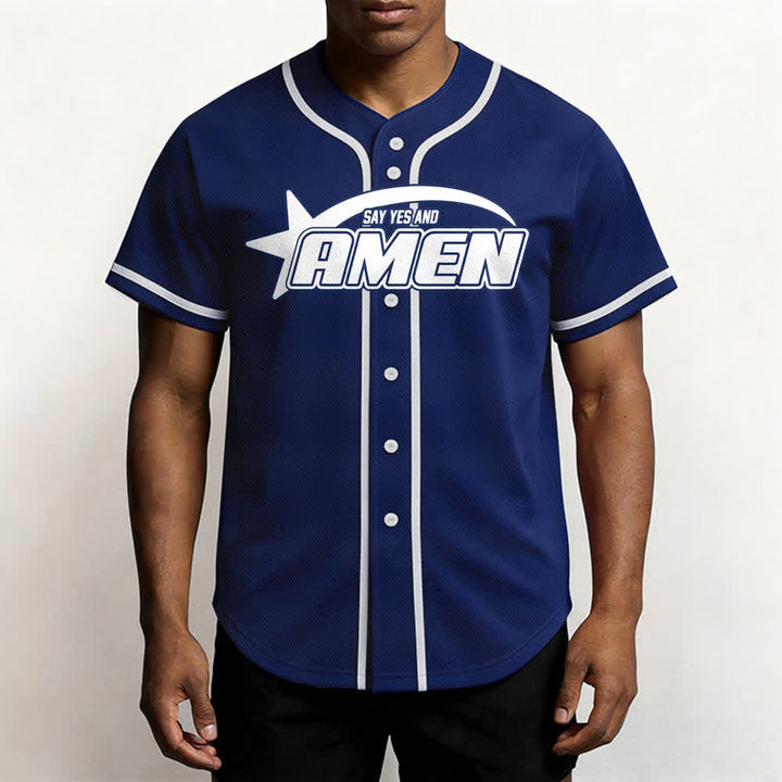 Christianartworkshop Amen Schwarz-Weißes Team-Baseballtrikot - image 55