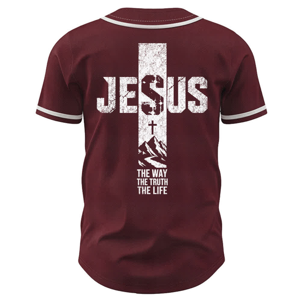 Christianartworkshop Baseballtrikot mit Jesus-Kreuz-Motiv, Used-Look, Mesh-Einsatz und Knopfleiste - image 22