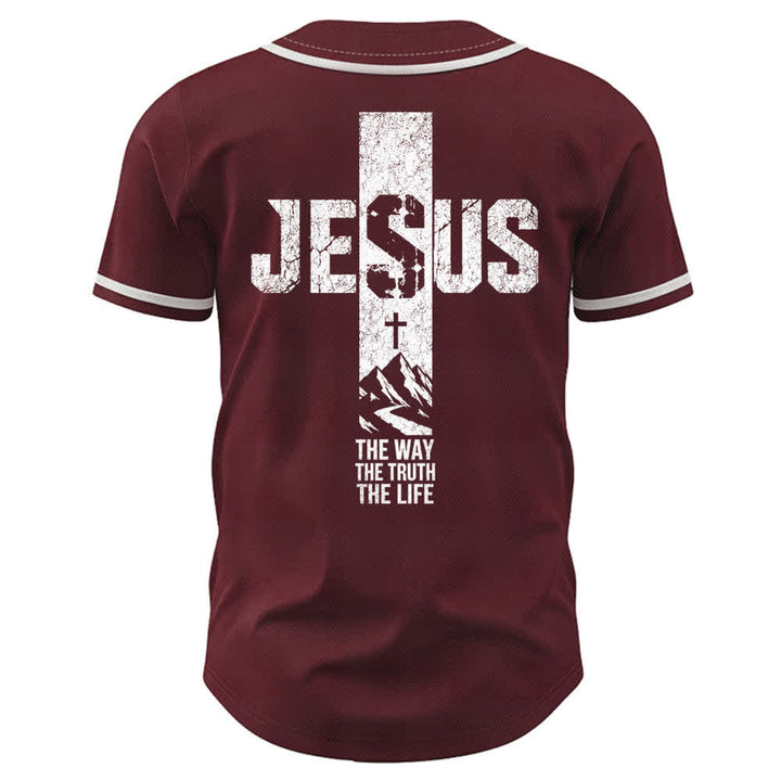 Christianartworkshop Baseballtrikot mit Jesus-Kreuz-Motiv, Used-Look, Mesh-Einsatz und Knopfleiste - image 22