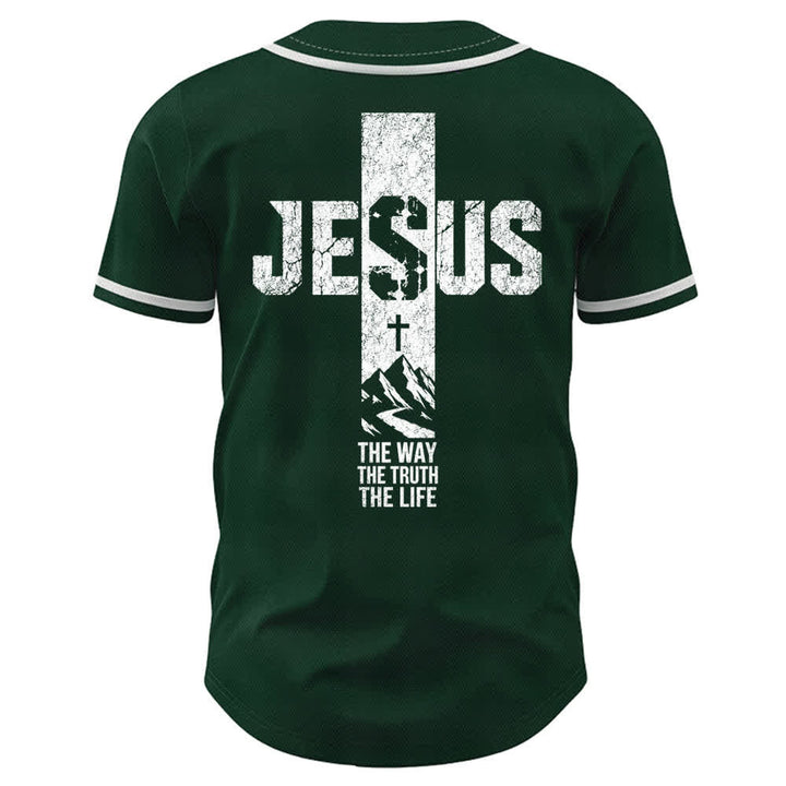 Christianartworkshop Baseballtrikot mit Jesus-Kreuz-Motiv, Used-Look, Mesh-Einsatz und Knopfleiste - image 36