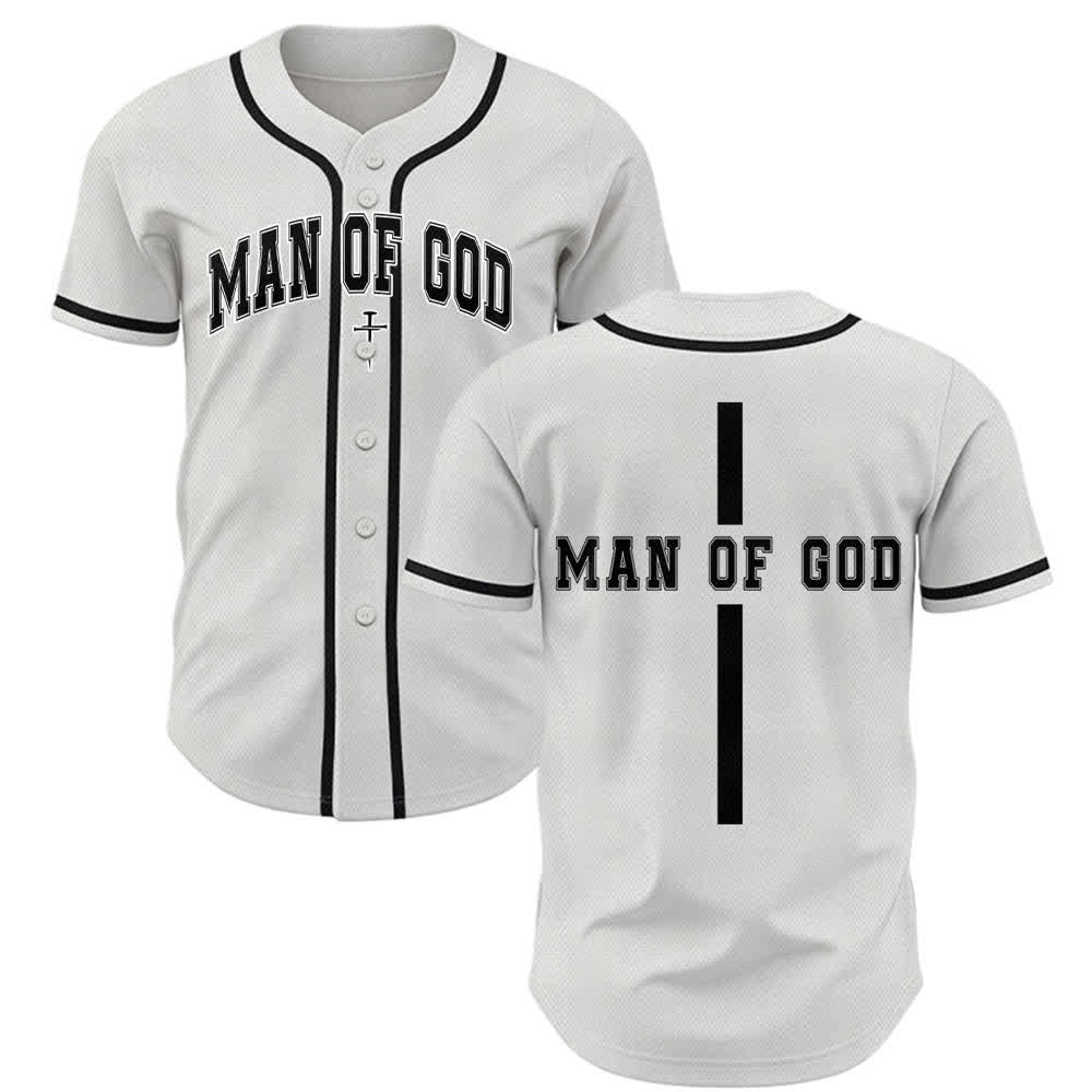 Christianartworkshop Man Of God Varsity Mesh Button Up Baseball Jersey - Weiß - 5XL - image 0