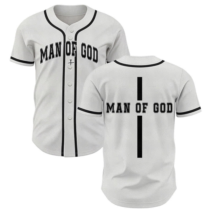 Christianartworkshop Man Of God Varsity Mesh Button Up Baseball Jersey - Weiß - 5XL - image 0
