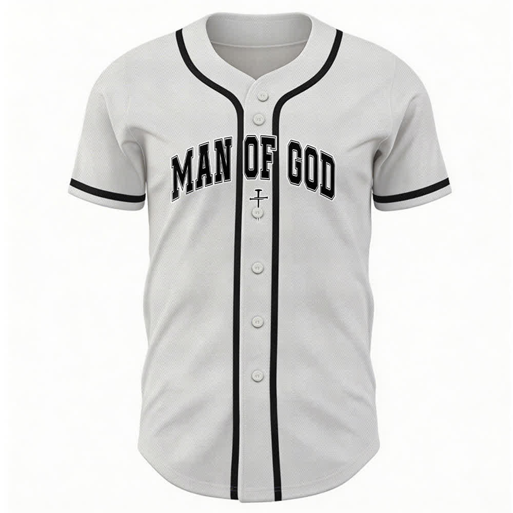 Christianartworkshop Man Of God Varsity Button Up Baseball Jersey - image 2