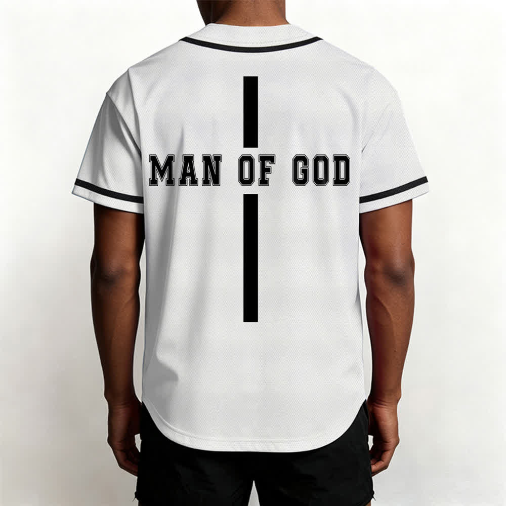 Christianartworkshop Man Of God Varsity Button Up Baseball Jersey - image 5