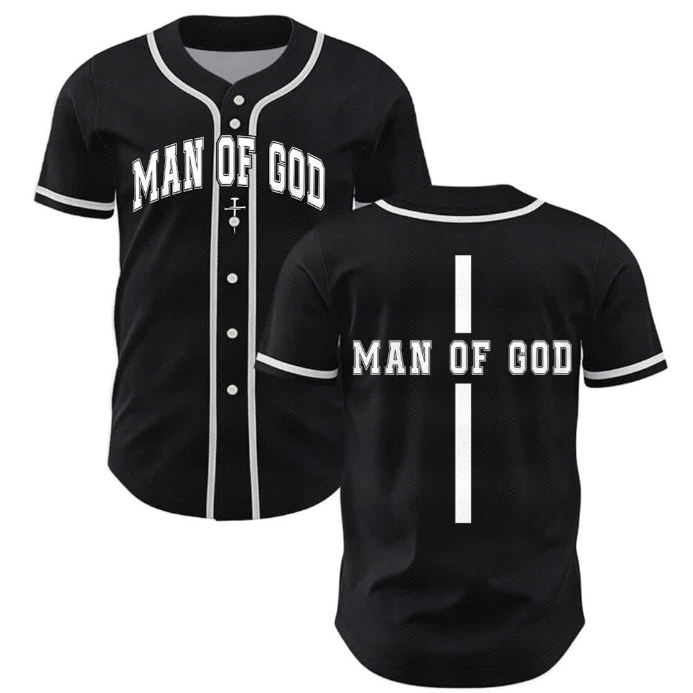 Christianartworkshop Man Of God Varsity Mesh Button Up Baseball Jersey - Schwarz - 5XL - image 7