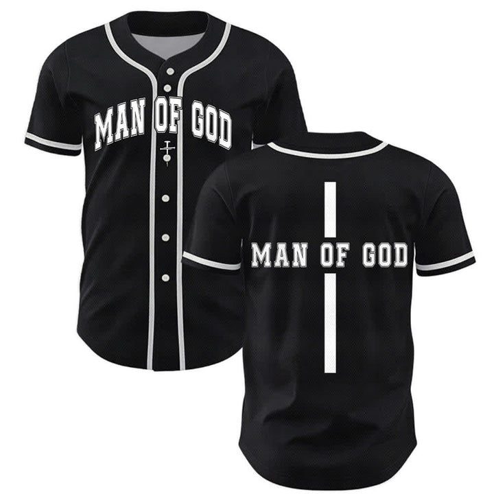Christianartworkshop Man Of God Varsity Mesh Button Up Baseball Jersey - Schwarz - 5XL - image 7